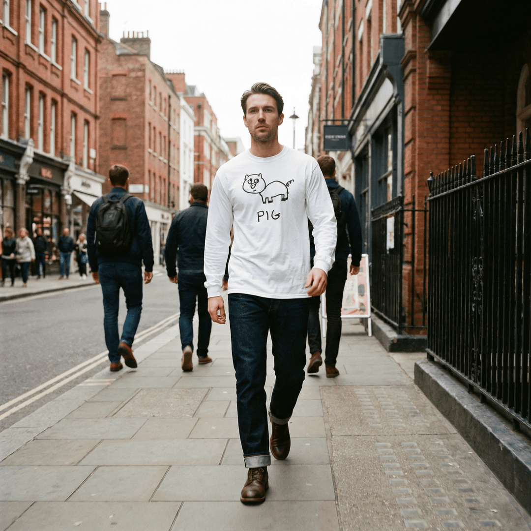 Pig - Long Sleeve Tee - LoFi Animal Shirts