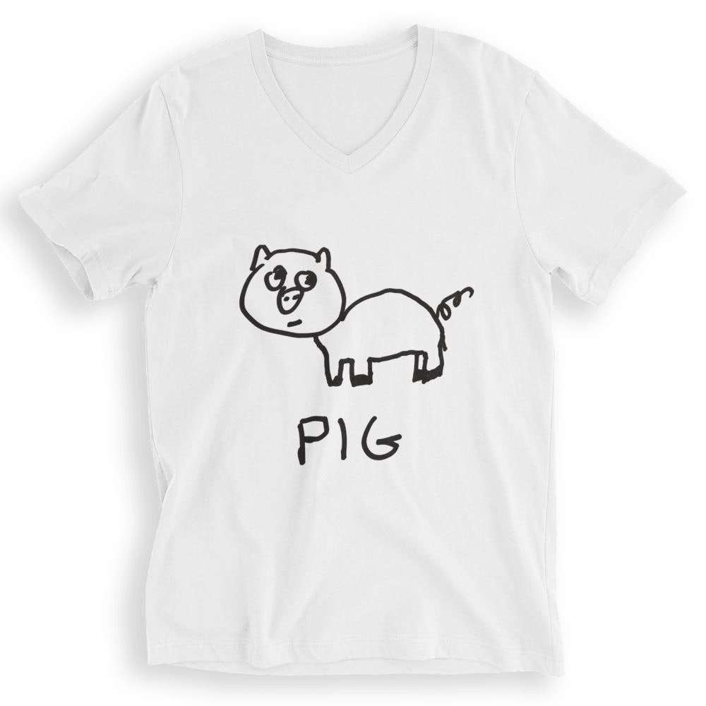 Pig - V - Neck T-Shirt - LoFi Animal Shirts
