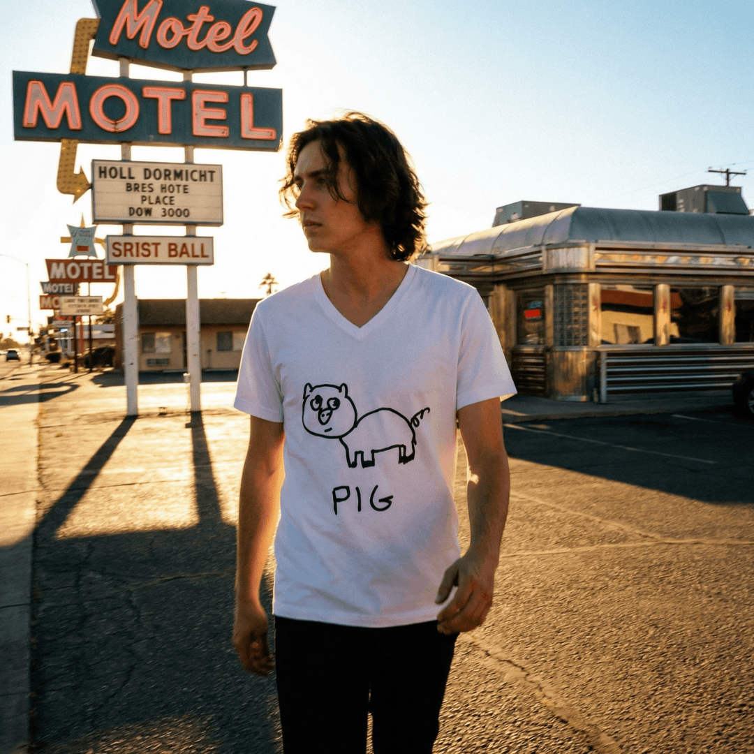 Pig - V - Neck T-Shirt - LoFi Animal Shirts