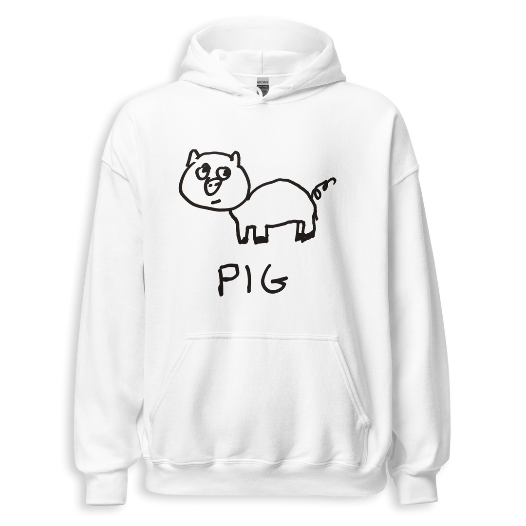 Pig minimalist hoodie – hand-drawn lofi graphic hoodie – LoFi Animal Shirts