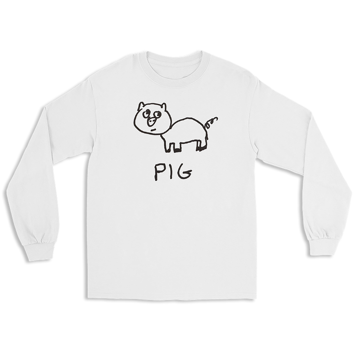 Pig long sleeve graphic tee – minimalist lofi design – LoFi Animal Shirts