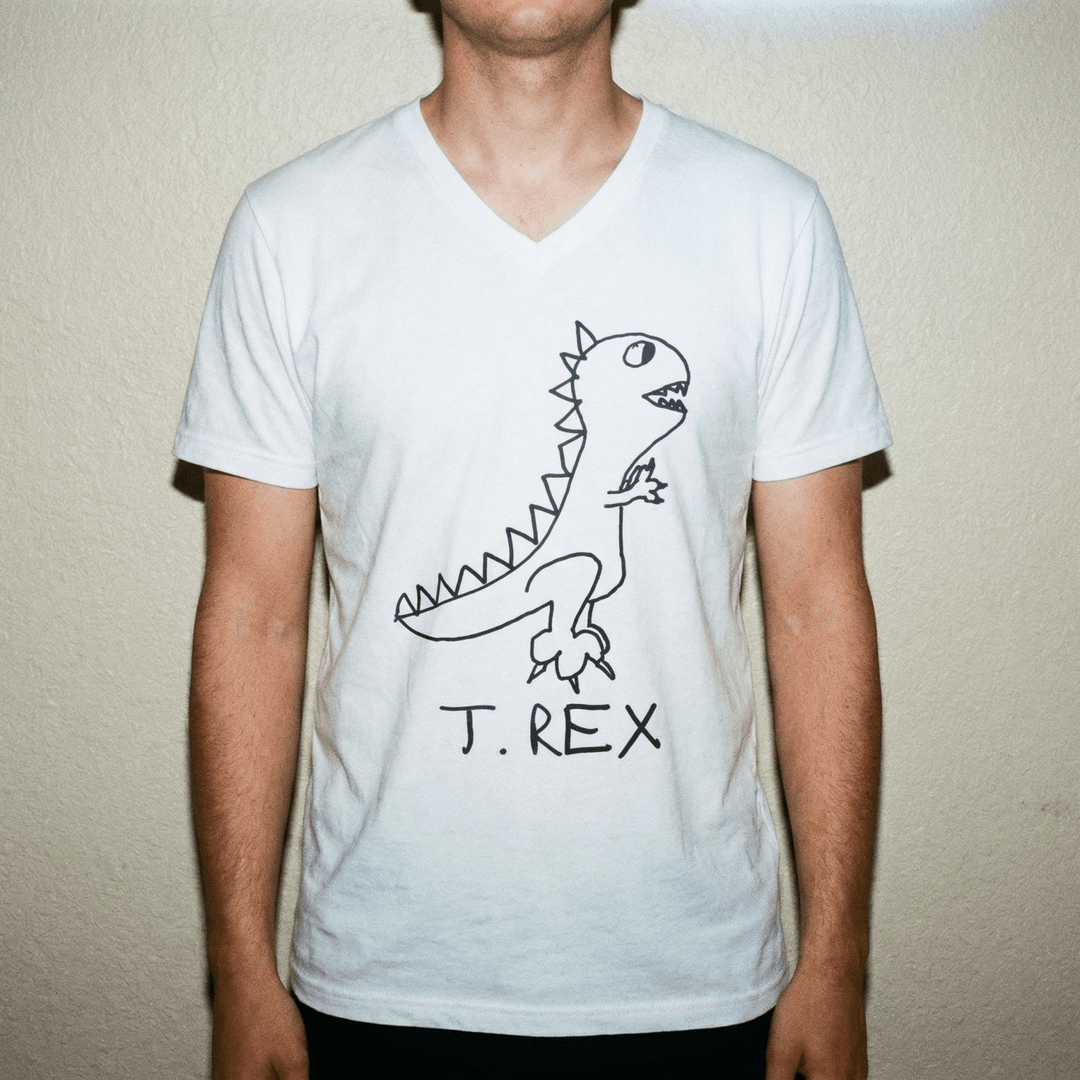 T Rex - V - Neck T-Shirt - LoFi Animal Shirts