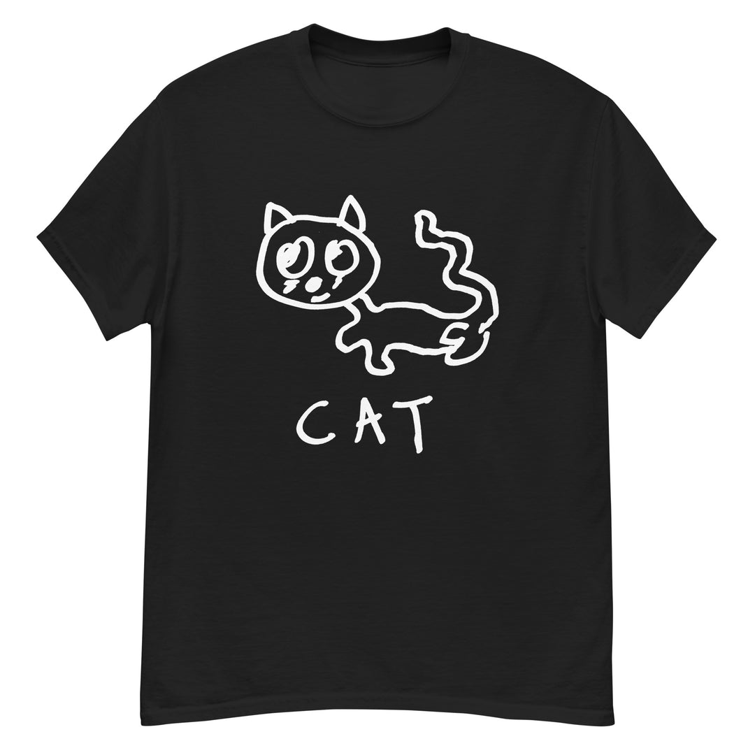 Cat classic tee in white – minimalist lofi graphic – LoFi Animal Shirts