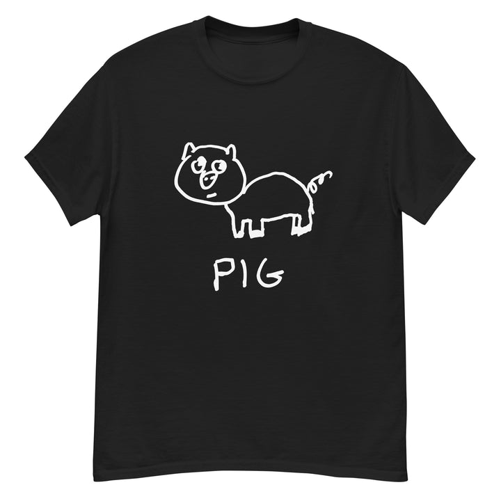 Pig classic tee in black – minimalist lofi graphic – LoFi Animal Shirts