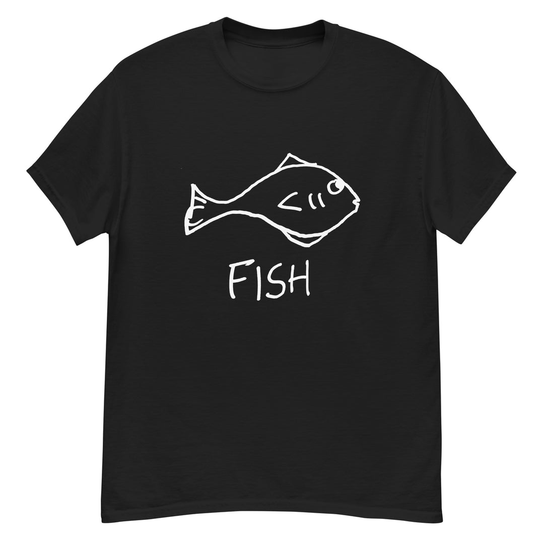 Fish classic tee in black – minimalist lofi graphic – LoFi Animal Shirts