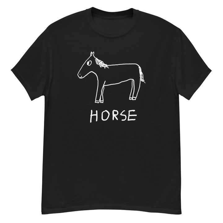 Horse classic tee in black – minimalist lofi graphic – LoFi Animal Shirts