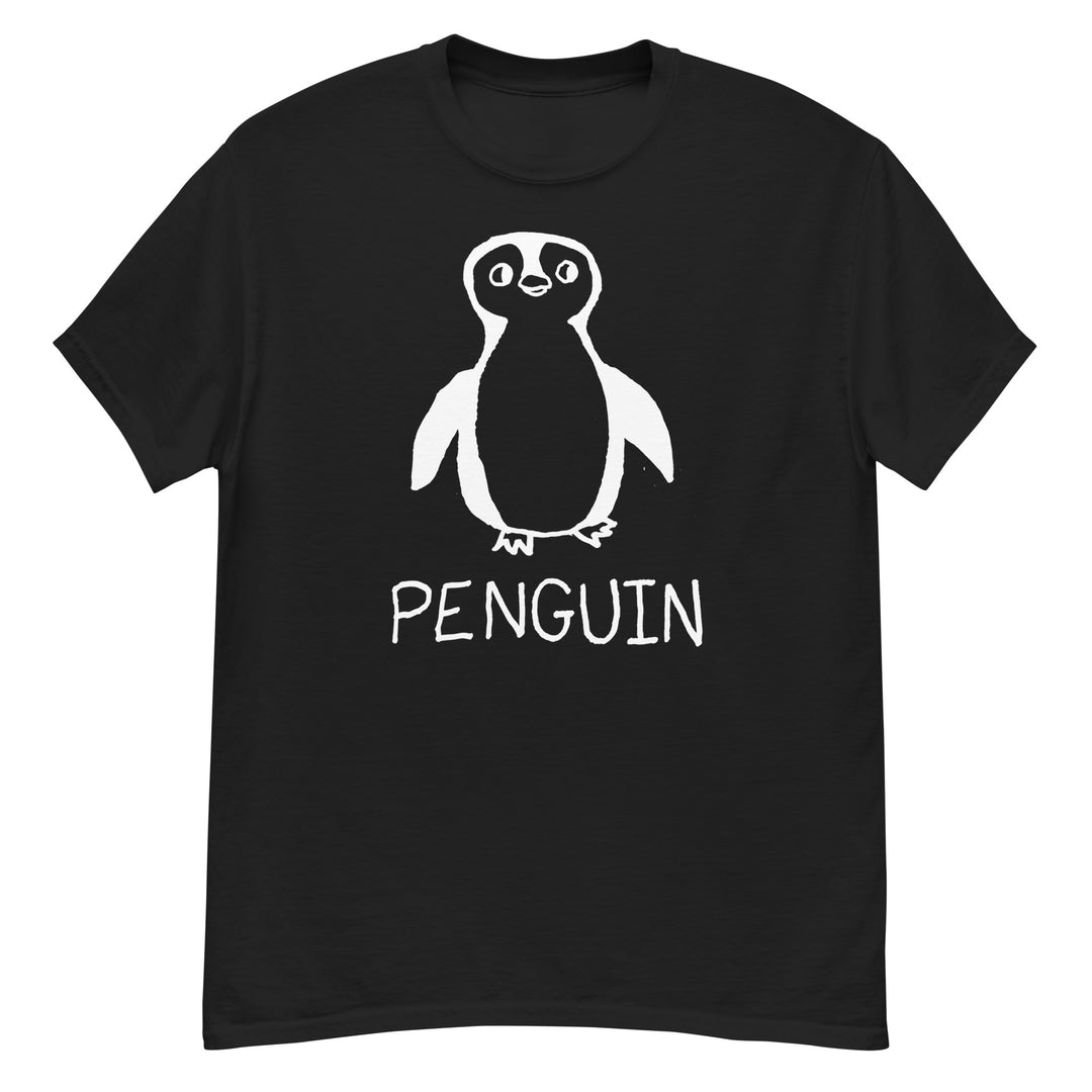Penguin classic tee in black – minimalist lofi graphic – LoFi Animal Shirts