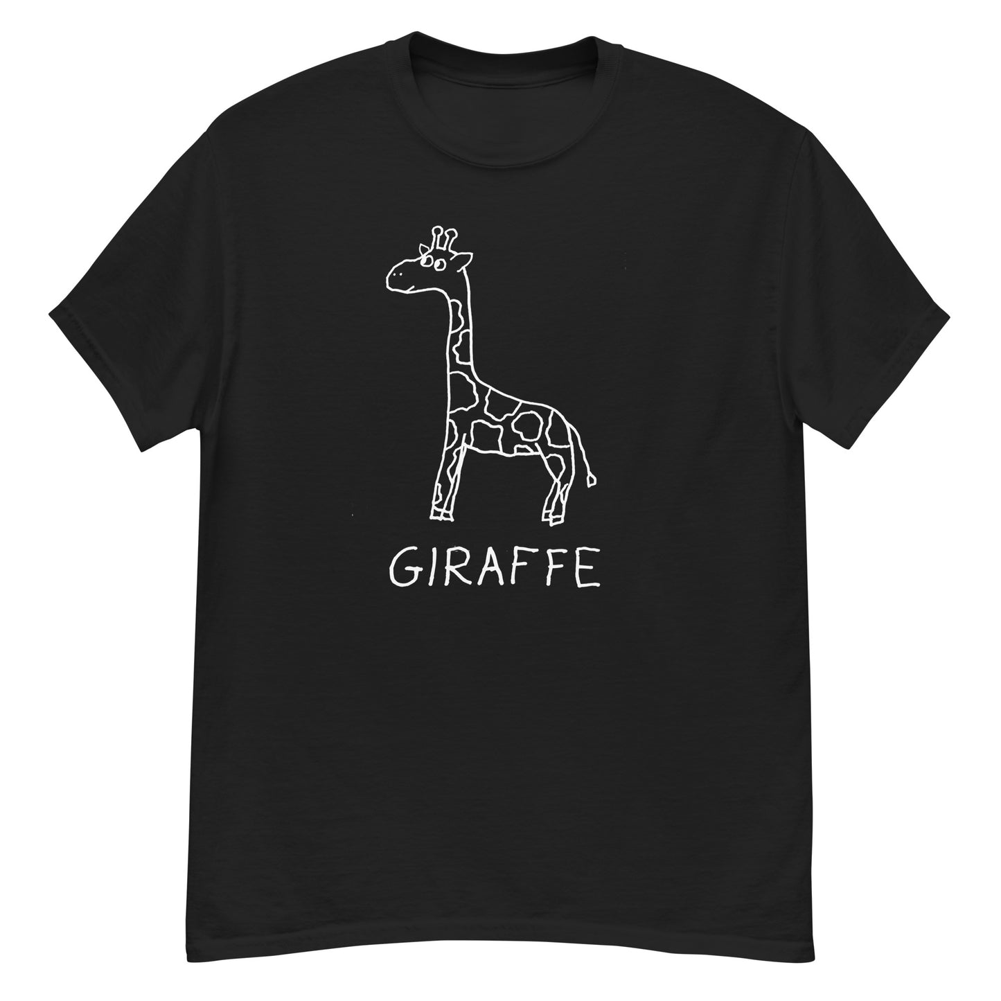 Giraffe classic tee in black – minimalist lofi graphic – LoFi Animal Shirts