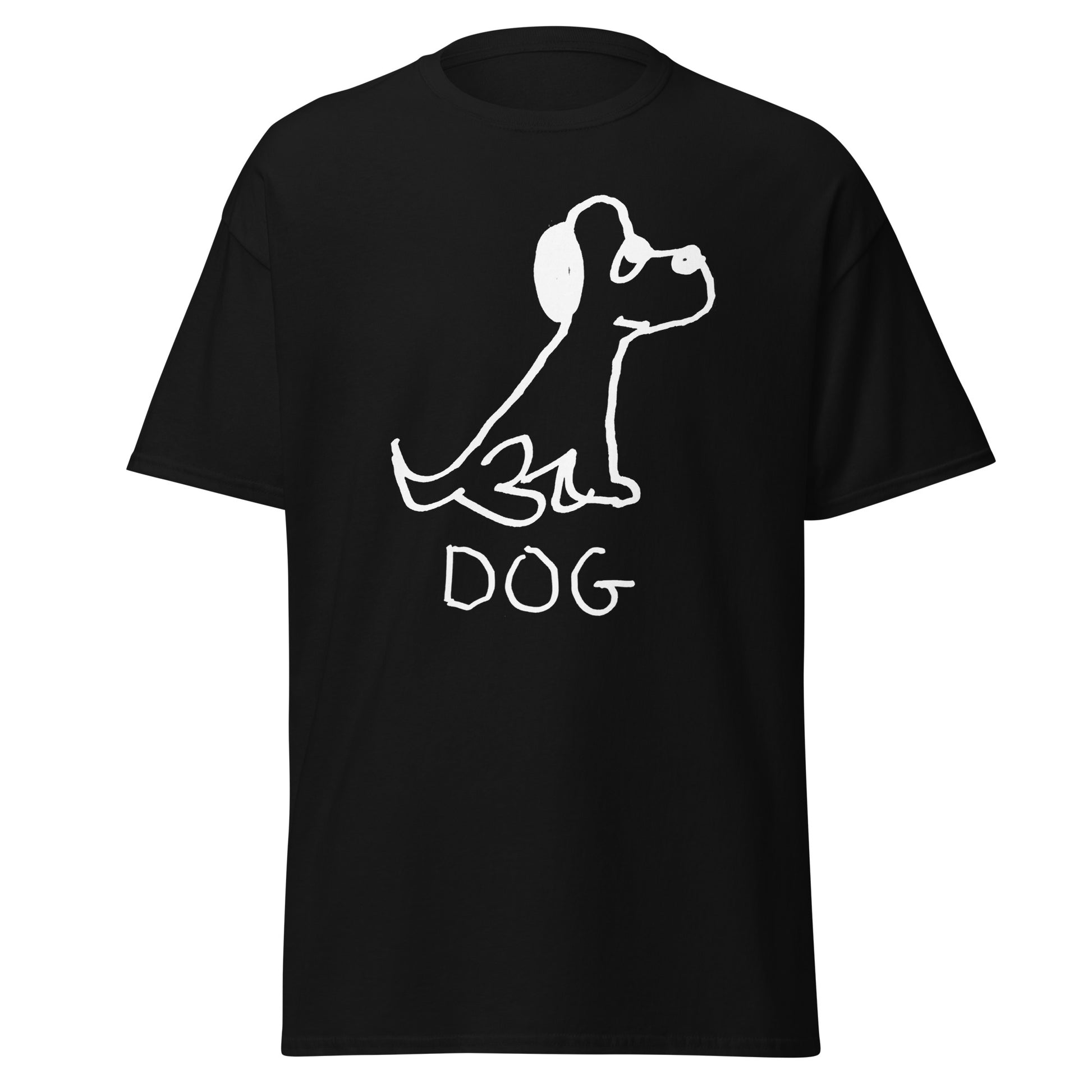 Dog classic tee in black – minimalist lofi graphic – LoFi Animal Shirts