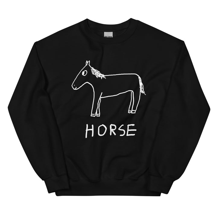 Horse crewneck sweatshirt in black – minimalist horse graphic – LoFi Animal Shirts