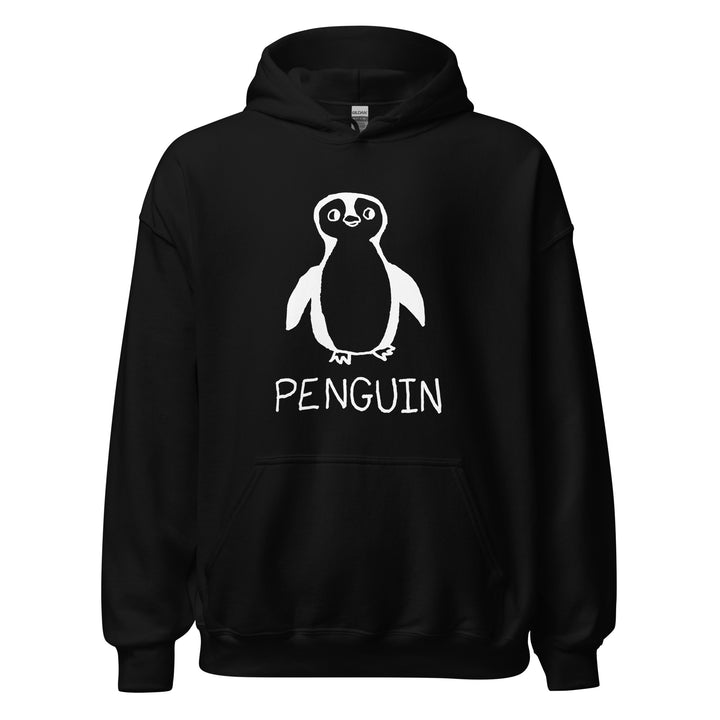 Penguin hoodie in black – minimalist lofi graphic – LoFi Animal Shirts