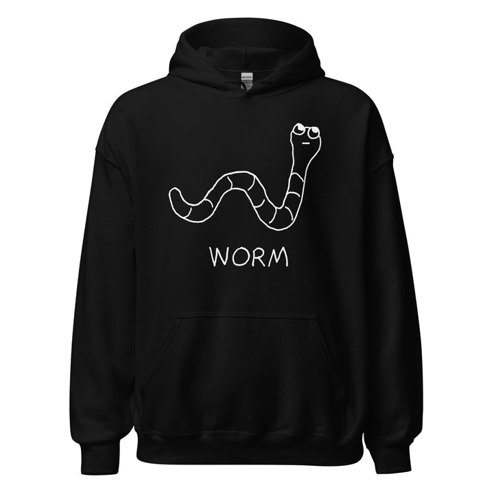 Worm hoodie in black – minimalist lofi graphic – LoFi Animal Shirts