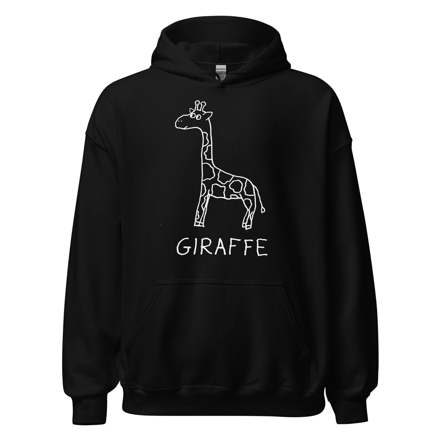 Giraffe hoodie in black – minimalist lofi graphic – LoFi Animal Shirts