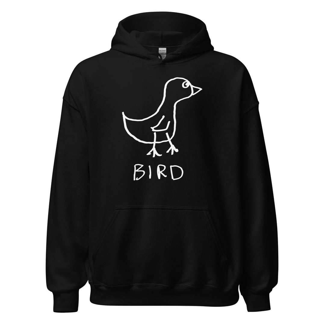 Bird hoodie in black – minimalist lofi graphic – LoFi Animal Shirts