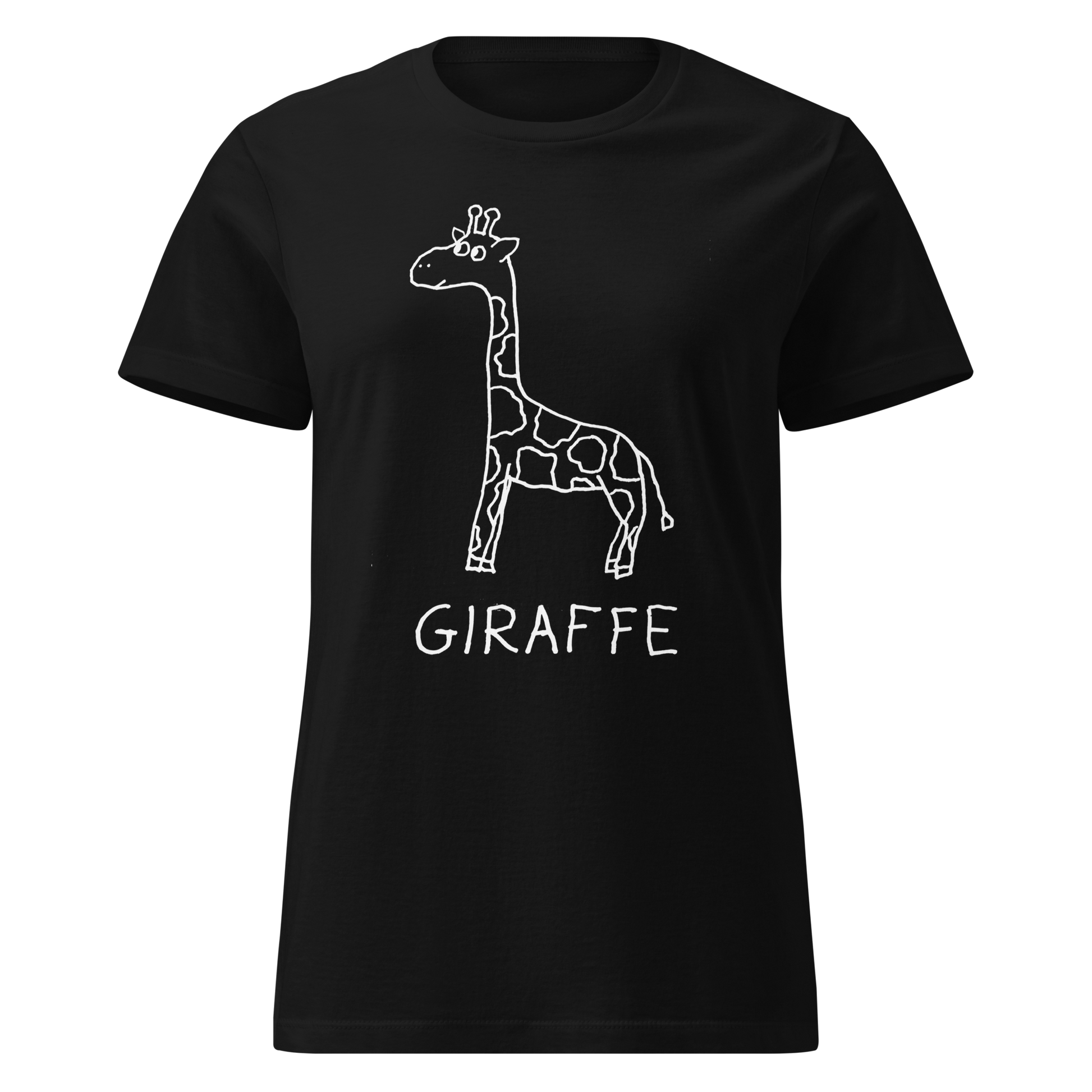 Giraffe women's fitted tee in black – minimalist lofi graphic – LoFi Animal Shirts