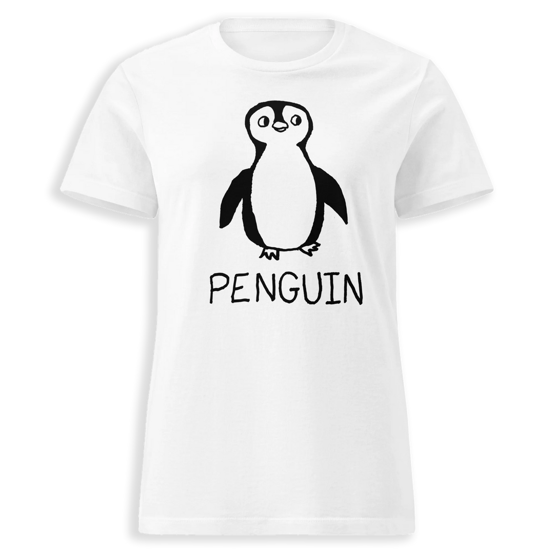 Penguin minimalist women's fitted tee – hand-drawn lofi graphic – LoFi Animal Shirts