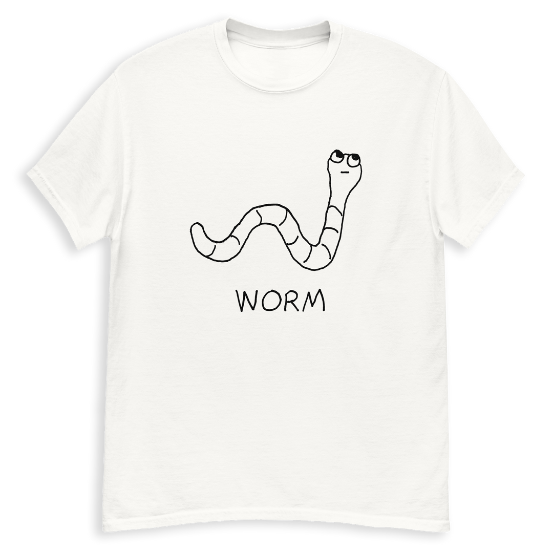 Worm minimalist classic tee – hand-drawn lofi graphic tee – LoFi Animal Shirts