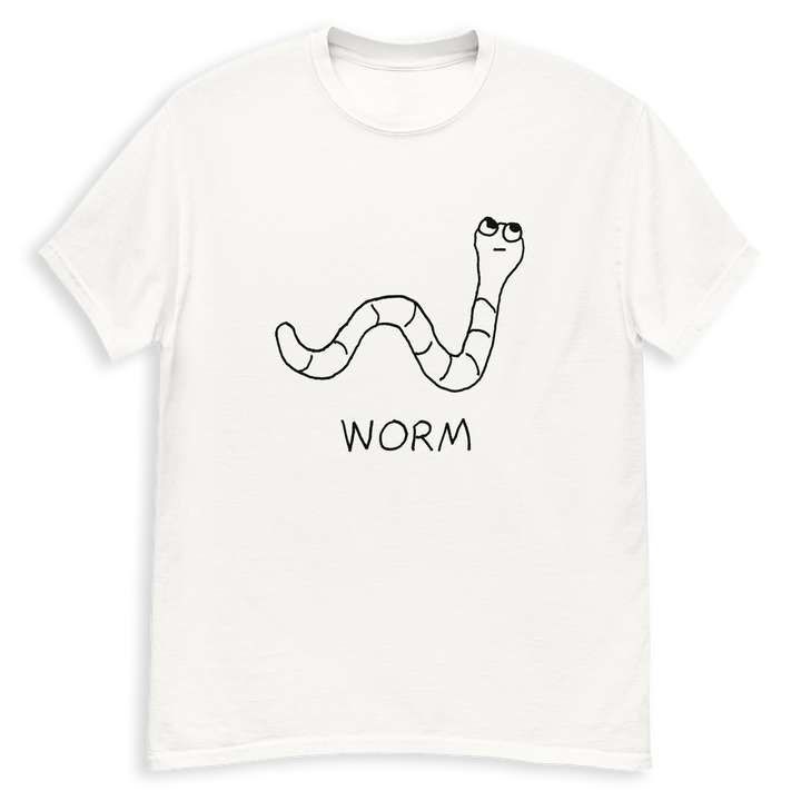 Worm minimalist classic tee – hand-drawn lofi graphic tee – LoFi Animal Shirts