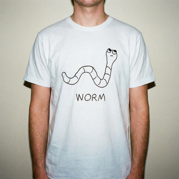 Worm classic tee – minimalist studio shot – LoFi Animal Shirts