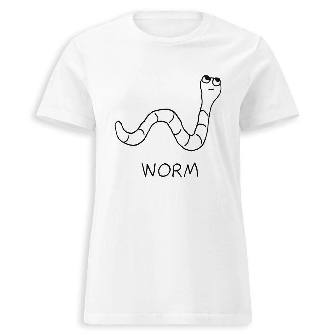 Worm minimalist women's fitted tee – hand-drawn lofi graphic – LoFi Animal Shirts